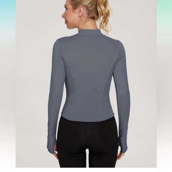 LUYAA Women's Workout Jacket Lightweight Zip Up Yoga Jacket Cropped Athletic - Picture 3 of 4